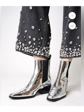 NWT Rag and Bone Joni Chelsea Leather Silver Boots